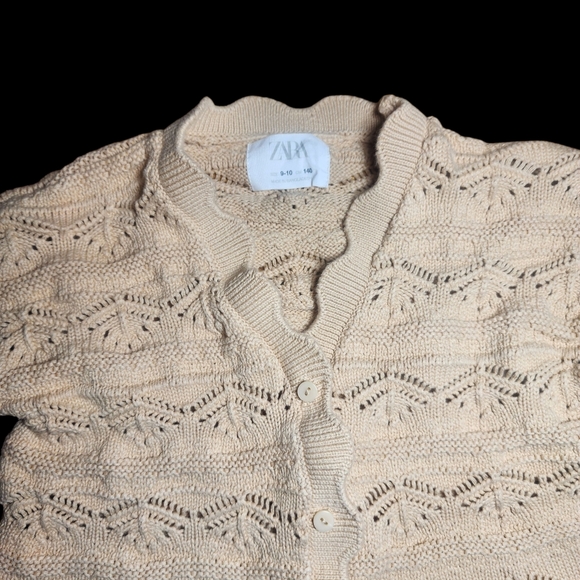 Zara Beige Knit Girls Cardigan - Picture 3 of 6